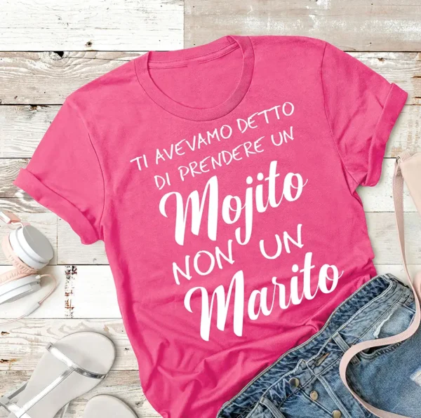 AN0002 Ti avevamo detto di prendere un marito 1080 x 1080 - fucsia Maglietta Addio al Nubilato : Ti avevamo detto di prendere un Mojito non un Marito.