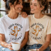 ideamaglietta yoga gatto caffè