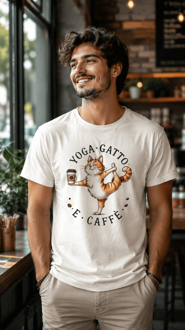 ideamaglietta yoga gatto caffè